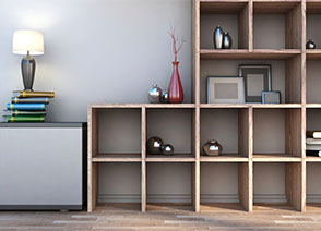 organizational cubes with decor
