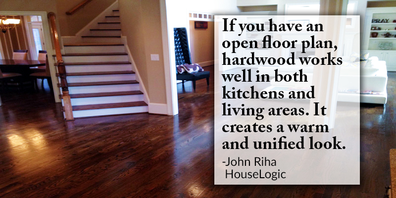 dark hardwood floors in kitchen