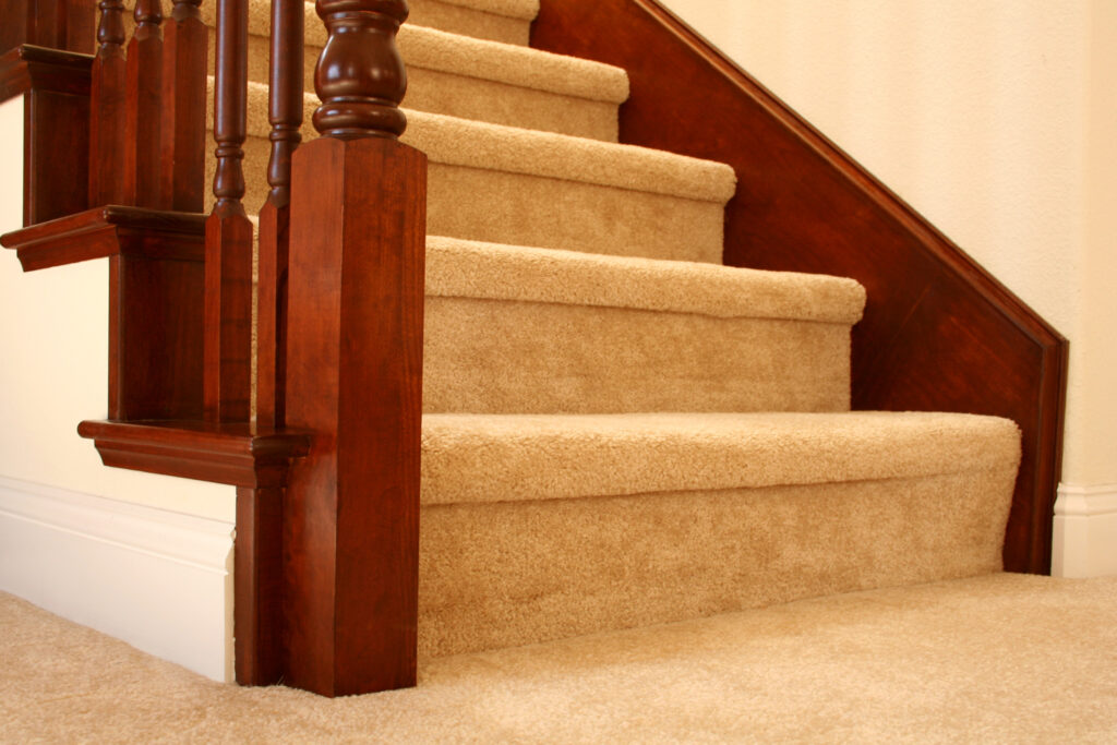 professional carpet installation on stairs
