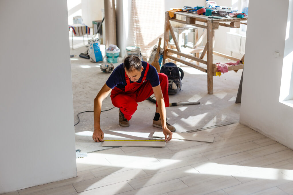 hard surface installer with all his tools